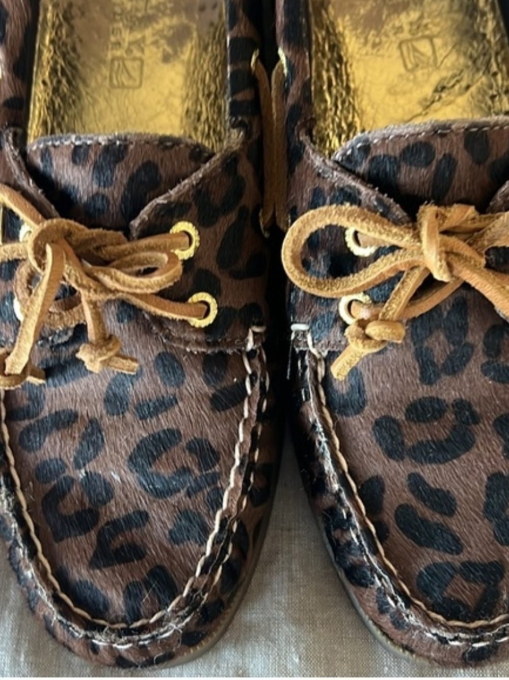 GUC Sperry Leopard Print Boat Shoes